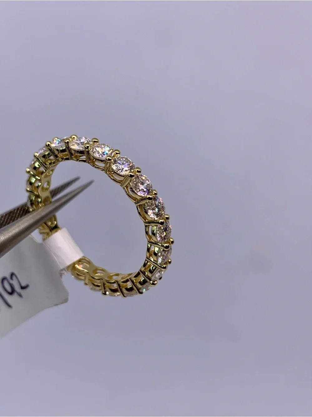 Yellow Gold Moissanite Eternity Band Infinity Anniversary Ring Wedding Band GRA